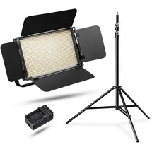 walimex pro LED Niova 900 Plus BC+ WT-806 + NP-F Flächenleuchte, Videoleuchte), Dauerlicht, Silber, Schwarz, Weiss