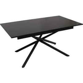 MCW Esszimmertisch MCW-O57, Ausziehtisch Esstisch, Eisen MDF ausziehbar 160-200x90cm ~ Stein-Optik schwarz