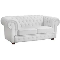 Max Winzer® Chesterfield-Sofa Windsor klassisch, modern und Retro Sofa, hoher Sitzkomfort, mit edler Knopfheftung, 2-Sitzer oder 3-Sitzer weiß 175 cm x 75 cm x 96 cm