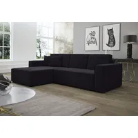 Fun Möbel Ecksofa Schlafsofa Sofa CONOR PREMIUM Stoff Kronos schwarz Ottomane Links