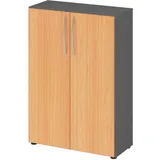 Hammerbacher Aktenschrank 4550, V4550/G/6/BM grafit, buche 2 Fachböden 80,0 x 34,6 x 114,4 cm