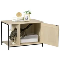 PawHut Katzenschrank für Katzentoilette, Katzenhaus mit magnetischer Tür, Katzenklo,
