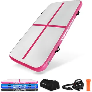 MSPORTS Air Track Matte 10 cm – aufblasbare Gymnastik‐ & Tumbling Matte für Turnen, Cheerleading, Yoga & Fitness – 5 Größen und 4 Farben (Rosa, 2 m x 1 m)