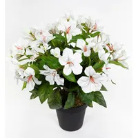 Seidenblumen Roß Großer Hibiskus 42cm weiß-Creme im Topf ZF