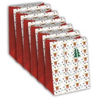 Clairefontaine 6x Geschenktasche 21,5x10,2x25,3cm, Weihnachten Flocken Rot, 1 Pack