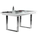 Xlmoebel Esstisch Weißer Esstisch mit Spiegel und Glas in Design, Maße 180x90 für das (Esstisch), Hergestellt in Europa weiß