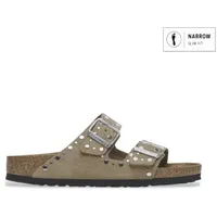 Birkenstock für Damen. 1029390 Sandalen aus Leder Arizona Rivet (Schmale Passform) braun (40), Wohnung, Keine, Lässig, Taupe