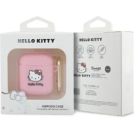 HELLO KITTY Hka23dkhsp AirPods 1/2 Hülle, Rosa/rosa Silikon, 3d-katzenkopf
