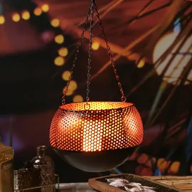 MARELIDA LED Solar Laterne Hängeleuchte Flammeneffekt D: 21cm Garten Terrasse Balkon