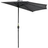 Sonnenschirm Kurbelschirm Gartenschirm Schirm Marktschirm, Metall, Halbrund, Grau+schwarz  on-site