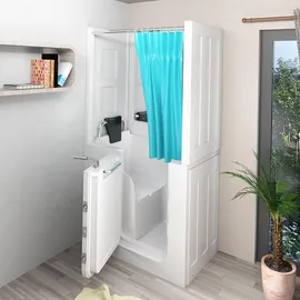 AcquaVapore Seniorendusche und Sitzwanne Kombination Wanne mit Tür S08D-A-L 68x110x205cm
