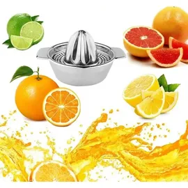 BAYLI Zitruspresse manuell aus Edelstahl | Ø12.5cm Saftpresse | Zitronenpresse mit Auffangbehälter und Ausgießer | Limettenpresse | Fruchtpresse...