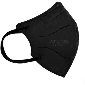 TBOC FFP2 Masken - [Pack 10 Einheiten] Einwegmasken [Schwarz] Fünf Schichten [Nicht wiederverwendbar] Atmungsaktives Falten mit Nasenklemme [Zertifiziert und Genehmigt CE 0370]