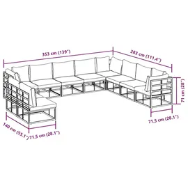 vidaXL Garten-Lounge-Set 10-tlg. schwarz