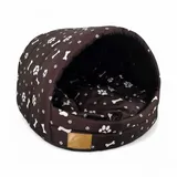 Hundehütte Hundehaus Hundebett Hundehöhle Größe M [ braun mit Motiv ] - Braun