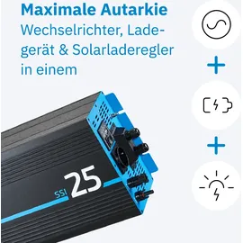 Ective SSI25 4in1 Sinus-Inverter 2500W/24V Sinus-Wechselrichter mit MPPT-Solarladeregler Ladegerät und NVS