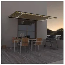 vidaXL Automatische Markise Mit Led & Windsensor Blau Weiß Farbe: Gelb und weiß Größe: 500 x 350 cm - 2 Jahre Gewährleistung - mind. 14 Tage Rückgaberecht - Gelb,Weiß