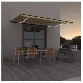 vidaXL Automatische Markise Mit Led & Windsensor Blau Weiß Farbe: Gelb und weiß Größe: 500 x 350 cm - 2 Jahre Gewährleistung - mind. 14 Tage Rückgaberecht - Gelb,Weiß
