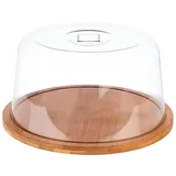 APS 825 Tablett aus Bambus mit Abdeckhaube (Ø 25 cm, Höhe: 13,5 cm) - Käseglocke, Käsebrett