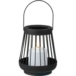 Laterne Windlicht mit LED Licht und Henkel - Schwarz Metall 18 cm hoch