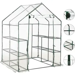 vidaXL Gewächshaus mit 8 Regalen 143 x 143 x 195 cm