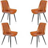 Casa Moro Polsterstuhl Stuhl Esszimmer Leder Braun Industrial Chic (Echtleder Konferenzstuhl auch als 2er, 4er & 6er Set), Polsterstuhl Lederstuhl Esszimmerstuhl