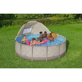 BESTWAY Steel Pro Max Frame Pool Set 396 x 107 cm beige inkl. Filterpumpe + Überdachung