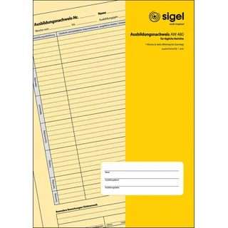 Sigel Ausbildungsnachweis, tägliche Eintragungen Formularbuch AW480