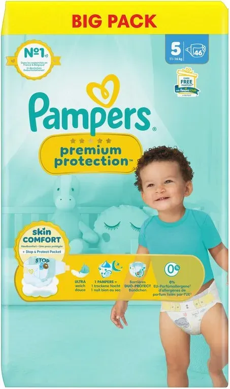 Pampers Premium Protection Größe 5 Junior (11-16 kg) Großpackung 46 Stück