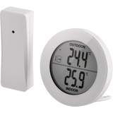 EMOS - digitales Thermometer mit Außensensor - Drahtloser Funk Sensor, Innen- und Außentemperatur, 80 m Reichweite, Memory Funktion - °C/°F - Tisch-/Wandhalterung - weiß