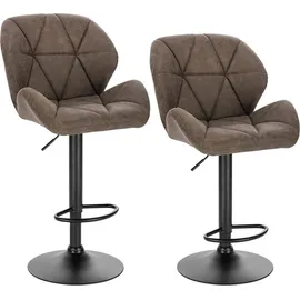 Woltu Barhocker 2er Set, Barstuhl Tresenhocker Bistrohocker mit Rückenlehne, höhenverstellbar, drehbar, Kunstleder Stahl, Dunkelbraun - Dunkelbraun