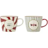 Bloomingville Yule Becher mehrfarbig aus Steingut 2er, Ø 9,5xH8 cm, 2er Set