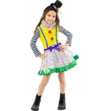 Funidelia | Clown Kostüm Deluxe für Mädchen Clowns, Zirkus, Lustige & Ausgefallene - Kostüm für Kinder & Verkleidung für Partys, Karneval & Halloween - Größe 5-6 Jahre - Gelb