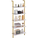 VEVOR Schweberegal Leiterregal mit Metallrahmen Bücherregal 5 Ebenen 64x30cm