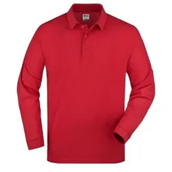 Langarmpolo JN022, rot, Größe XXL - rot - XXL
