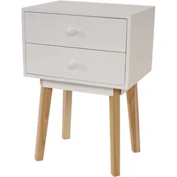 Kommode Malm√∂ T271, Beistelltisch Nachttisch Schrank, Retro-Design 59x40x30cm ~ Schublade wei√ü