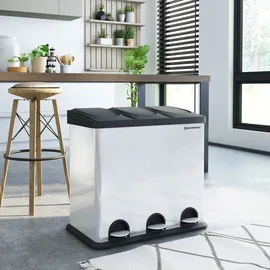 Songmics Mülleimer 54 l Silber/Schwarz