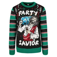 URBAN CLASSICS Savior Christmas Sweater in Schwarz, Größe L