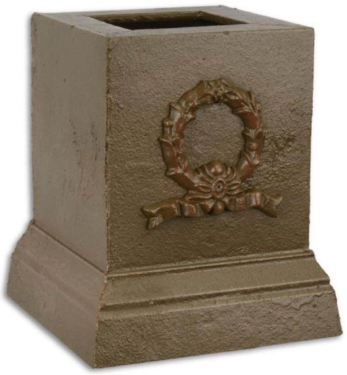 Casa Padrino Barock Deko Sockel Braun 17,1 x 17,1 x H. 19,8 cm - Gusseisen Sockel im Barockstil - Barock Deko Accessoires