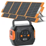 Flashfish A301 Tragbare Powerstation + 2×100W Solarpanel , 172 Wh Solargenerator CPAP-Batterie, 320 W(600W Peak) , Generatoren für die Notstromve...