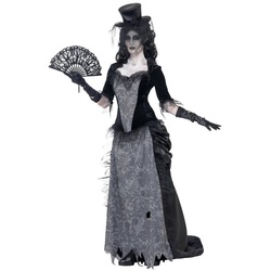 Smiffys Kostüm Geisterstadt Lady, Schickes Kleid für Geister, Vampire oder untote Steampunker! schwarz M