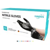 EUROPAPA 200x Nitrilhandschuhe Box Einweghandschuhe, Einmalhandschuhe, Untersuchungshandschuhe, Nitril Handschuhe, puderfrei, ohne Latex, unsteril, latexfrei, disposible gloves (XXL, Schwarz)