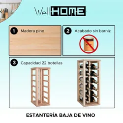 Wellhome Regal-Weinregal für 12 Flaschen – unbehandelte Oberfläche
