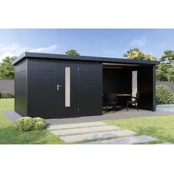 WOLFF FINNHAUS Seitenwand »Finnhaus Style«, Terrasse 30 m. Fenster, anthr - grau