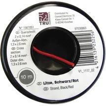 TRU Components 1567051 Litze 2 x 0.14 mm2 Schwarz, Rot 10 m