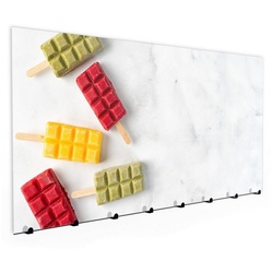 Primedeco Garderobenpaneel Magnetwand und Memoboard aus Glas Farbige Eiscreme rot
