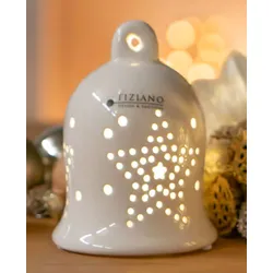 Glocke Gloria mit Sternen 10cm LED cremeweiß