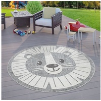 Kinderteppich Kinderzimmer Outdoor Teppich Kinder Rund Spielteppich, TT Home, rund, Höhe: 10 mm grau Ø 120 cm x 10 mm