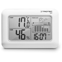 TROTEC Wetterstation 6-in-1-Kombigerät mit Innenraum-Klimawerten, Wettertrend, 12-Stunden-Temperaturstatistik, Wohlfühlindikator, Zeit-/Datumsanzeige und Digitalwecker BZ