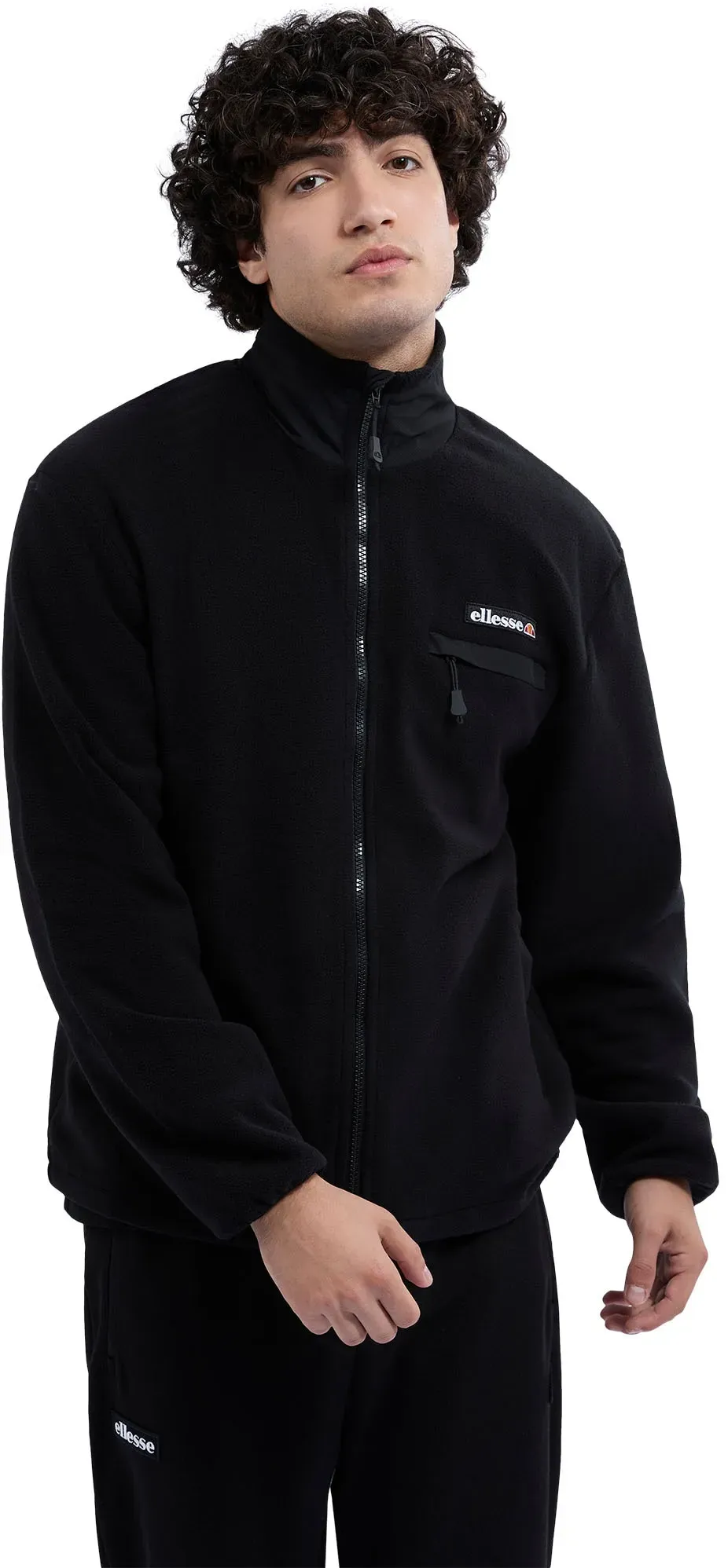 Fleecejacke ELLESSE "MASEBEN FLEECE", Herren, Gr. L, schwarz, Fleece, Obermaterial: 100% Polyester, unifarben, sportlich, hoch geschlossener Ausschnitt, Langarm eingefasste Kante, Jacken